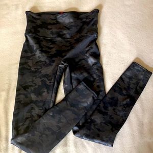 Spanx faux leather camo leggings